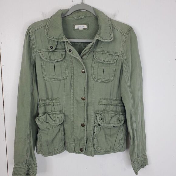 Aerie Anorak Jacket Four Flap Pockets Utility Olive Green Normcore Womens M - Picture 1 of 11